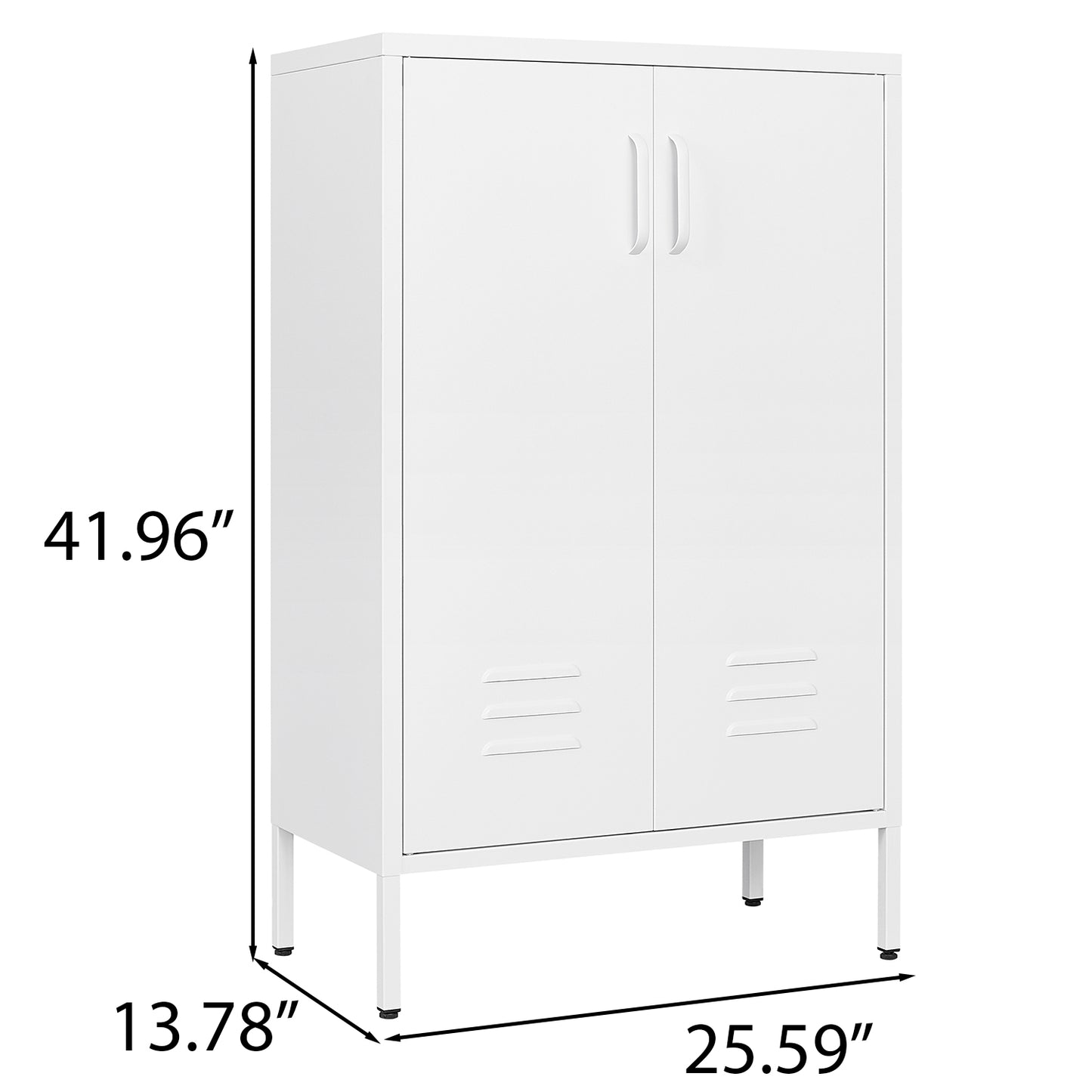 Steel storage cabinet, double door miscellaneous storage cabinet, 2 movable partitions white